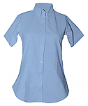 Women's Fitted Oxford Dress Shirt - Short Sleeve - Light Blue