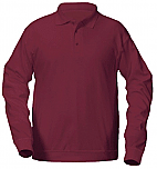 Eagle Ridge Academy - Unisex Interlock Knit Polo Shirt with Banded Bottom - Long Sleeve