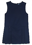 Drop Waist Pleated Jumper with Button Tabs #2762 - Navy Blue