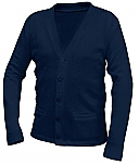Unisex V-Neck Cardigan Sweater with Pockets - Navy Blue