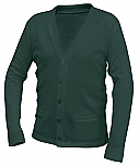 Unisex V-Neck Cardigan Sweater with Pockets - Hunter Green