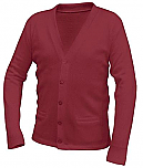 Unisex V-Neck Cardigan Sweater with Pockets - Burgundy