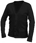 Unisex V-Neck Cardigan Sweater with Pockets - Black