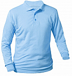 Unisex Interlock Knit Polo Shirt - Long Sleeve - Light Blue
