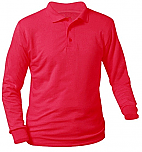 Unisex Interlock Knit Polo Shirt - Long Sleeve - Red