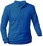 Unisex Interlock Knit Polo Shirt - Long Sleeve - Royal Blue