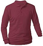 Unisex Interlock Knit Polo Shirt - Long Sleeve - Burgundy