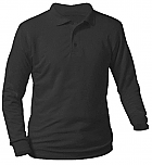 Unisex Interlock Knit Polo Shirt - Long Sleeve - Black