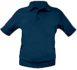 Unisex Interlock Knit Polo Shirt with Banded Bottom - Short Sleeve - Navy Blue