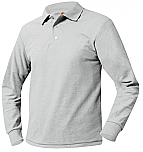 Unisex Mesh Knit Polo Shirt - Long Sleeve - Grey