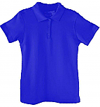 Girls Fitted Interlock Knit Polo Shirt - Short Sleeve - Royal Blue