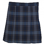 Traditional Waist Skirt - Kick Pleats - Polyester/Cotton - Plaid #57