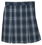 Traditional Waist Skirt - Kick Pleats - Polyester/Cotton - Plaid #80