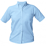 Girls Oxford Dress Shirt - Short Sleeve - Light Blue