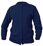 Girls Crewneck Cardigan Sweater - Navy Blue