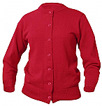 Girls Crewneck Cardigan Sweater - Red