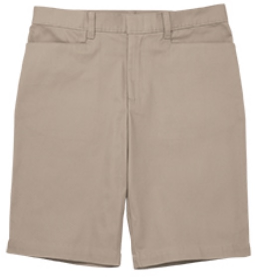 #2444 Girls Mid-Rise Stretch Bermuda Shorts - Flat Front - Khaki