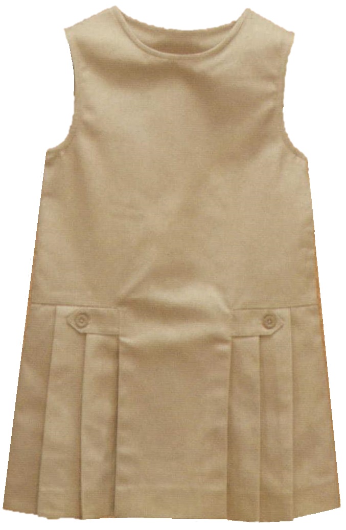 Drop Waist Pleated Jumper with Button Tabs #2762 - Khaki