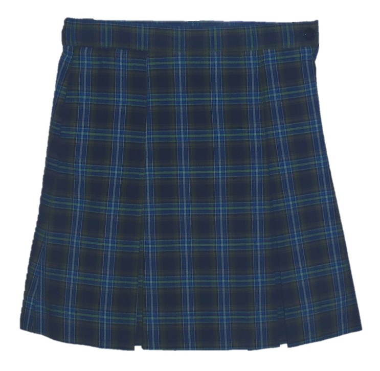 Traditional Waist Skirt - Kick Pleats - Polyester/Cotton - Plaid #27