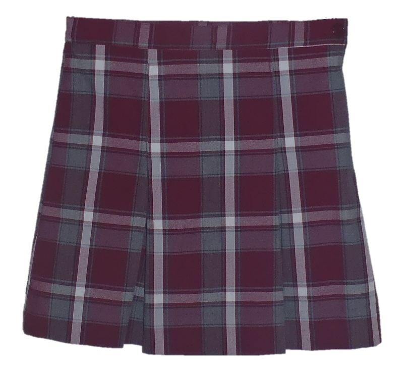 Traditional Waist Skirt - Kick Pleats - Polyester/Cotton - Plaid #54