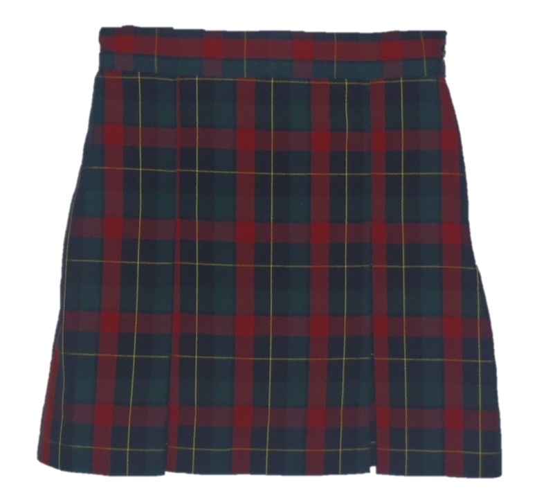 Traditional Waist Skirt - Kick Pleats - 100% Polyester - Plaid #66