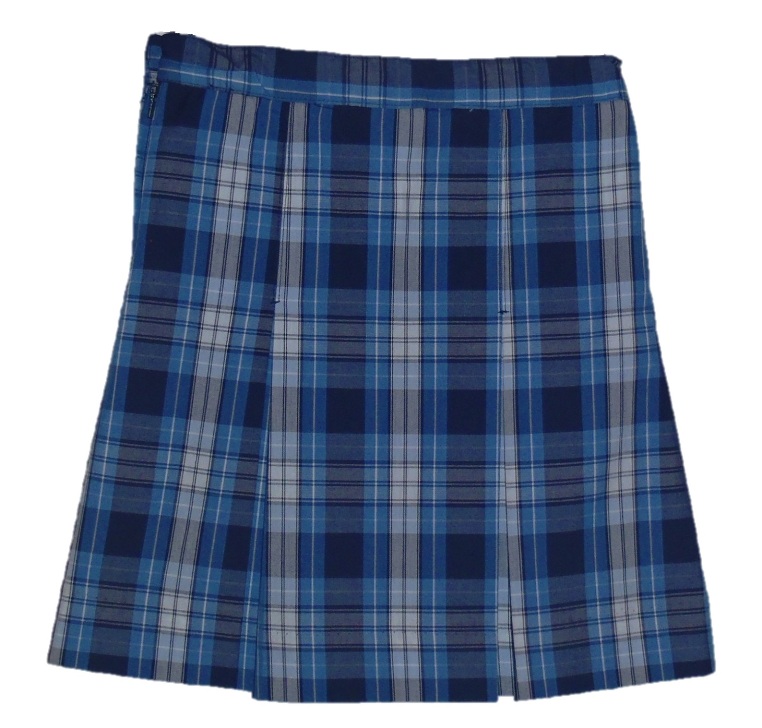 Traditional Waist Skirt - Kick Pleats - Polyester/Cotton - Plaid #76