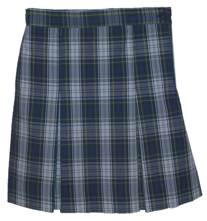 Traditional Waist Skirt - Kick Pleats - Polyester/Cotton - Plaid #80