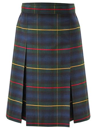 Traditional Waist Skirt - Kick Pleats - Polyester/Cotton - Plaid #55