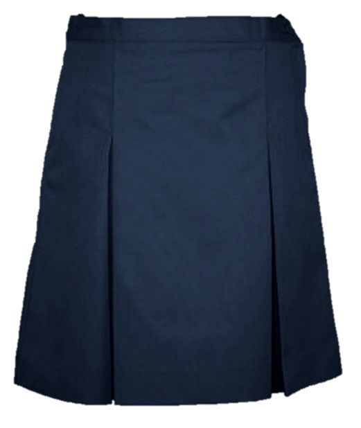 Traditional Waist Skirt - Kick Pleats - Polyester/Cotton - Navy Blue
