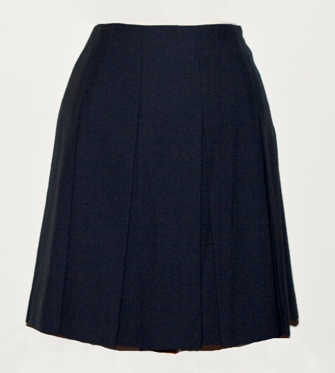 Drop Waist Skirt - Box Pleats - Navy Blue
