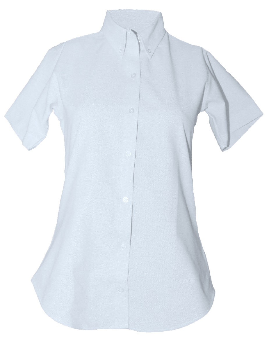 Women's Fitted Oxford Dress Shirt - Short Sleeve - White