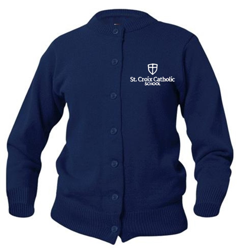 *St. Croix Catholic School - Girls Crewneck Cardigan Sweater