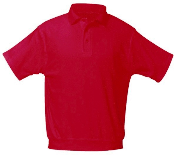 Unisex Interlock Knit Polo Shirt with Banded Bottom - Short Sleeve - Red