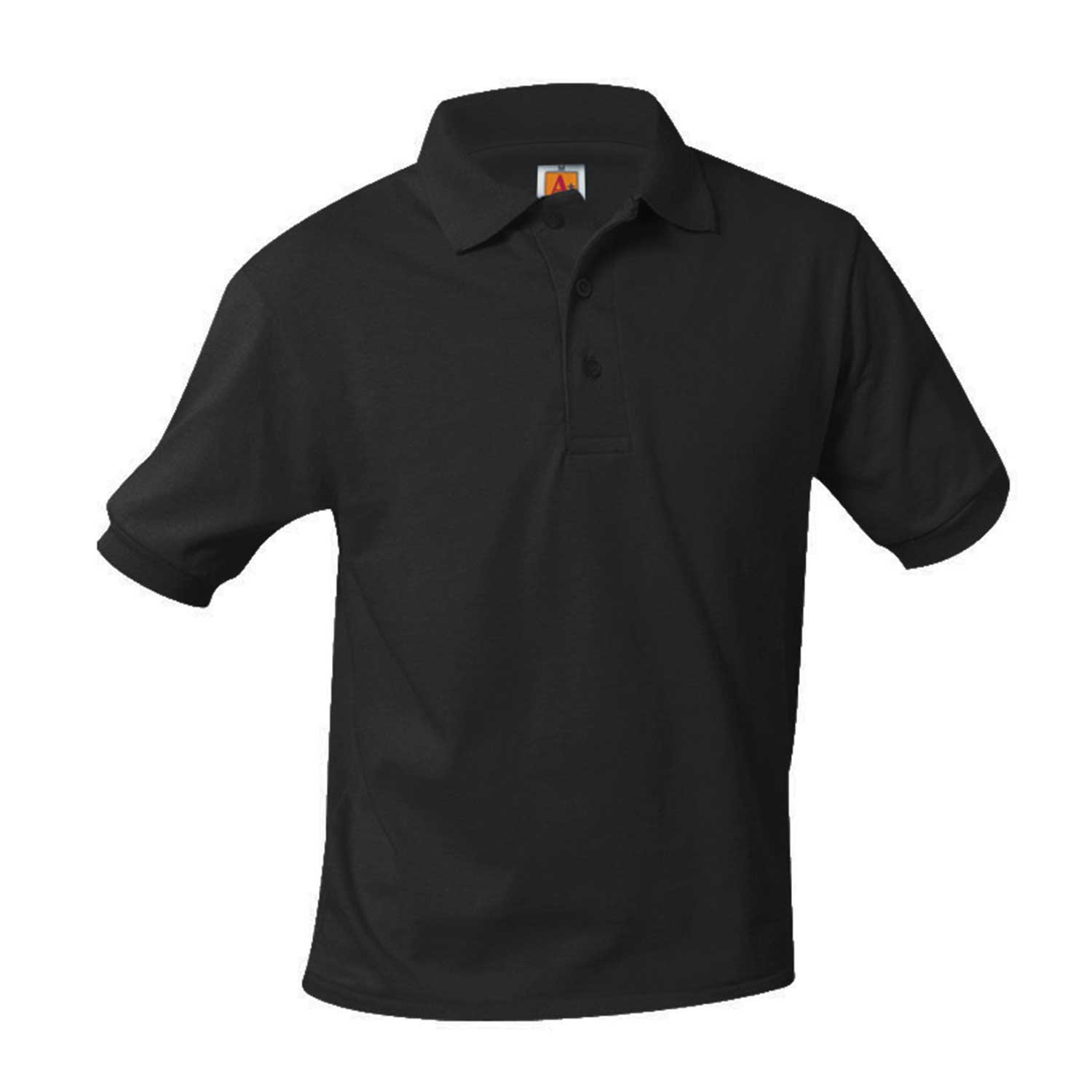 Unisex Interlock Knit Polo Shirt - Short Sleeve - Black