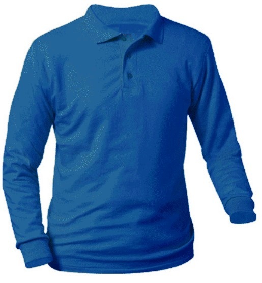 Unisex Interlock Knit Polo Shirt - Long Sleeve - Royal Blue