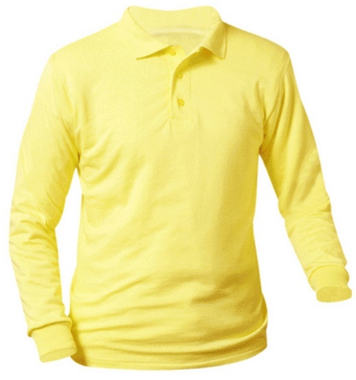 Unisex Interlock Knit Polo Shirt - Long Sleeve - Yellow