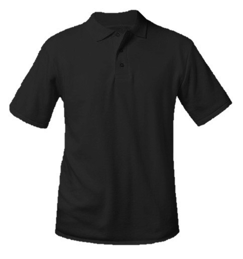 Unisex Interlock Knit Polo Shirt - Short Sleeve - Black