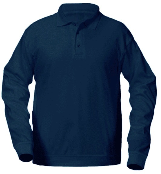 St. Michael Catholic School - Prior Lake - Unisex Interlock Knit Polo Shirt with Banded Bottom - Long Sleeve