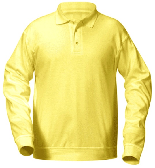 Unisex Interlock Knit Polo Shirt with Banded Bottom - Long Sleeve
