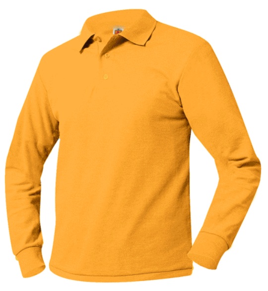 Unisex Mesh Knit Polo Shirt - Long Sleeve - Gold