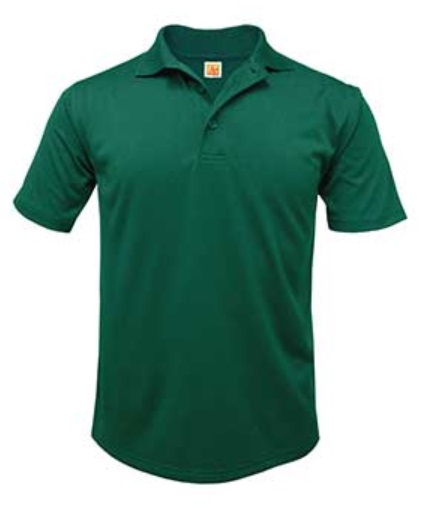 Unisex Performance Knit Polo Shirt - Moisture Wicking - 100% Polyester - Short Sleeve - Hunter Green