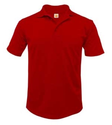 Unisex Performance Knit Polo Shirt - Moisture Wicking - 100% Polyester - Short Sleeve - Red