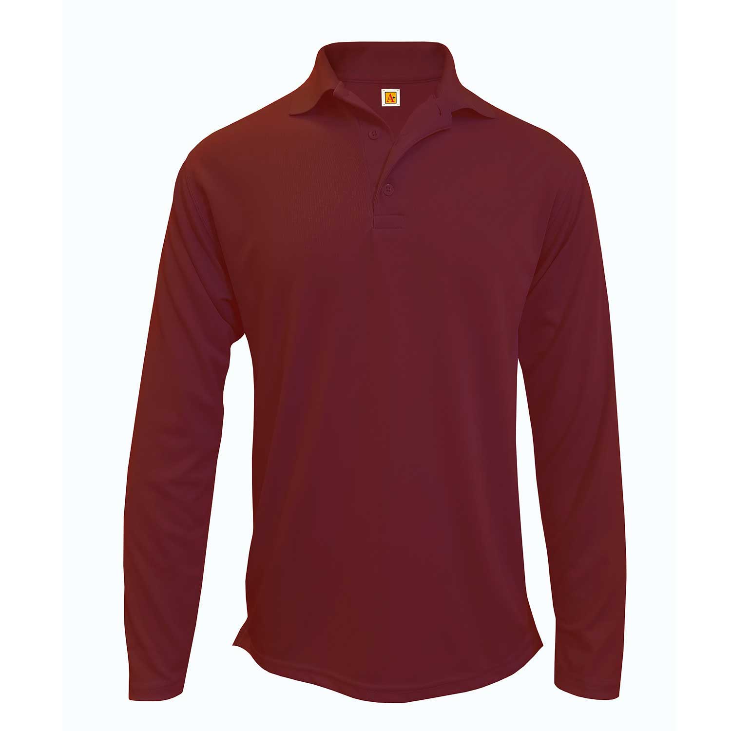 St. Hubert School - Unisex Performance Knit Polo Shirt - Moisture Wicking - 100% Polyester - Long Sleeve