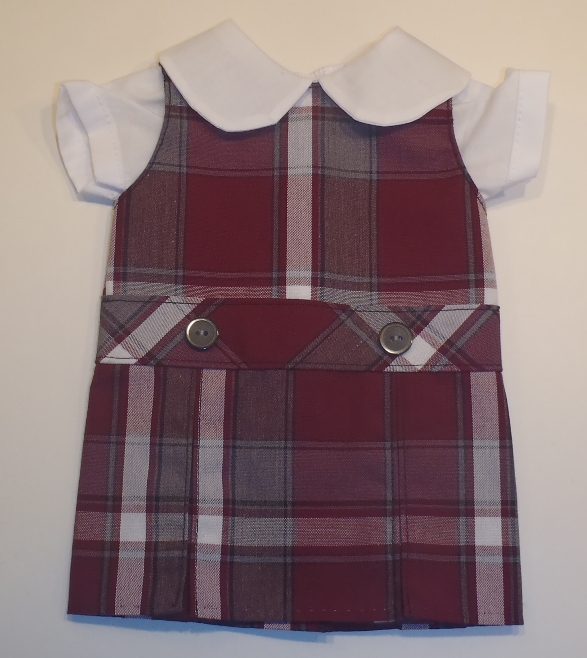 18 Inch Doll Jumper - Drop Waist with Peter Pan Blouse - Plaid #54