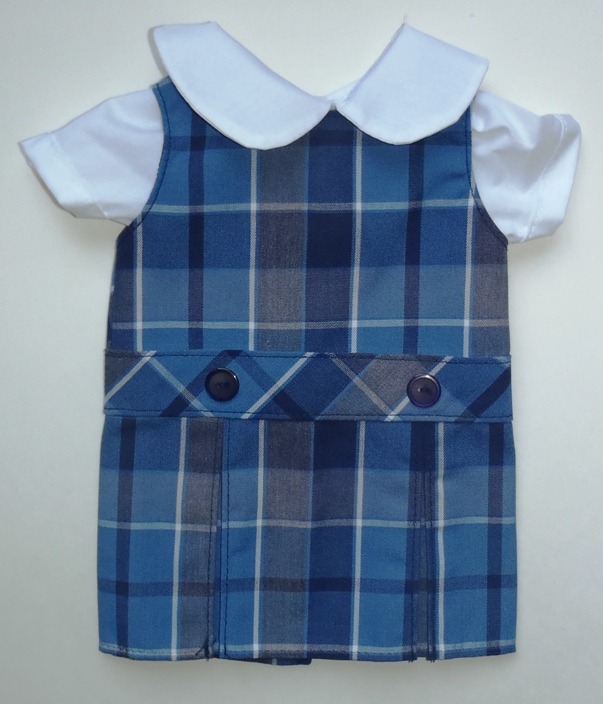 18 Inch Doll Jumper - Drop Waist with Peter Pan Blouse - Plaid #59