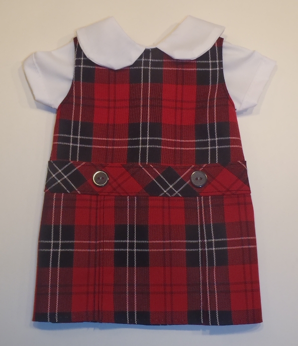 18 Inch Doll Jumper - Drop Waist with Peter Pan Blouse - Plaid #70