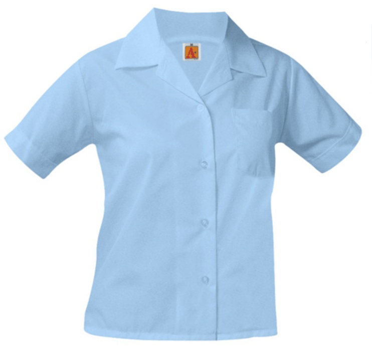 Girls Classic Collar Blouse - Short Sleeve - Light Blue