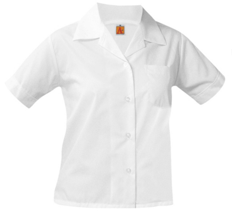Girls Classic Collar Blouse - Short Sleeve - White