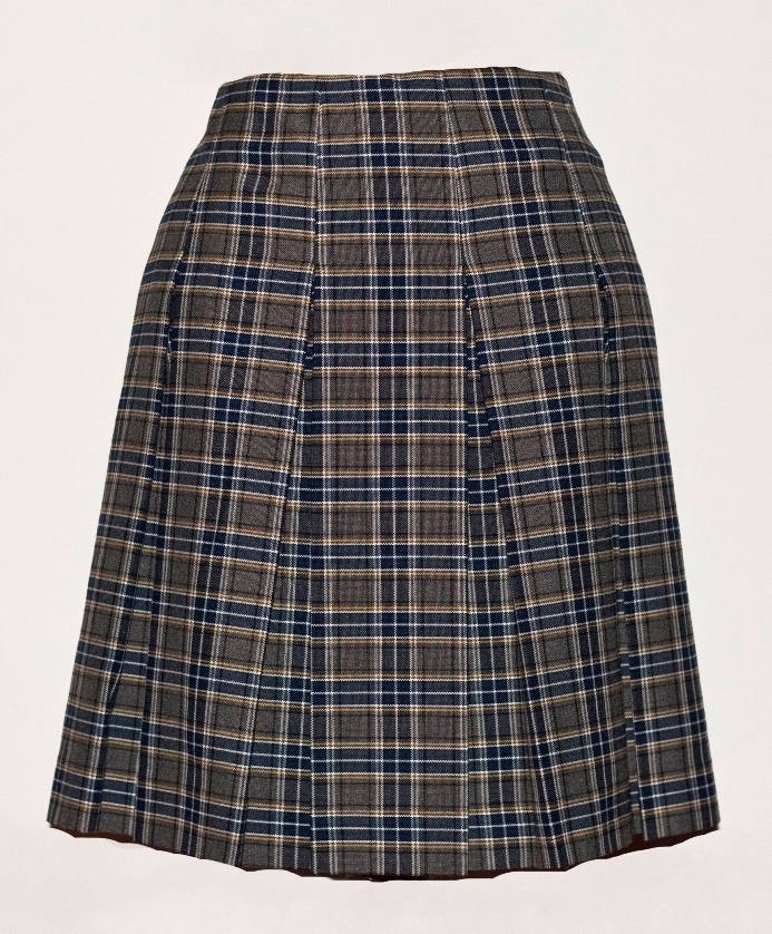 Drop Waist Skirt - Box Pleats - 100% Polyester - Plaid #42