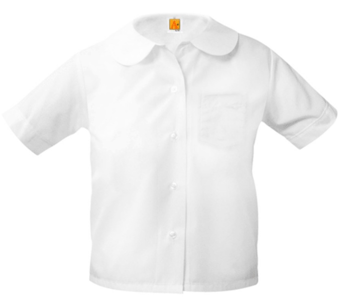 Girls Peter Pan Collar Blouse - Short Sleeve - White